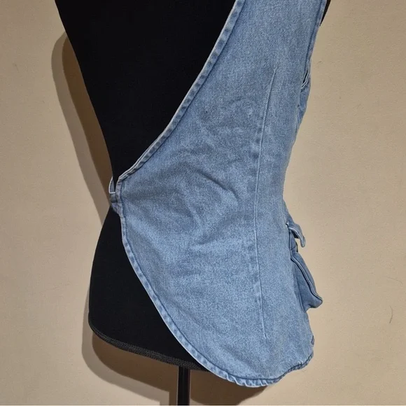 ZARA Asymmetrical Denim Utility Vest - Size XS/S (EUR XS / USA S / MEX 24-26) - Picture 3 of 9